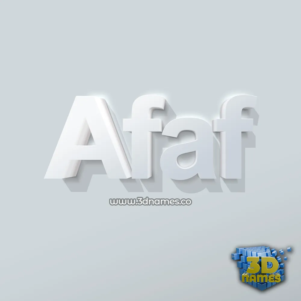 afaf in Clean White style - 3D name wallpaper