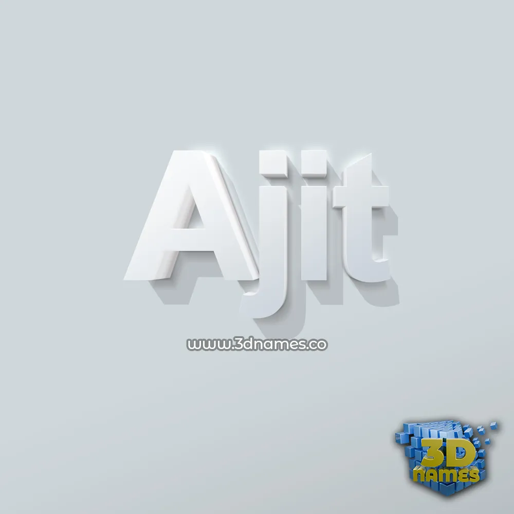 ajit in Clean White style - 3D name wallpaper