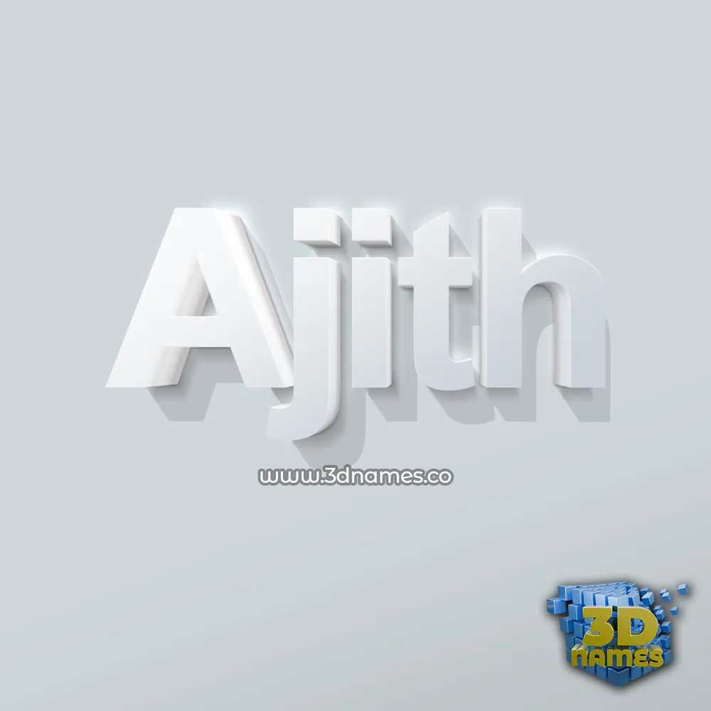 ajith in Clean White style - 3D name wallpaper