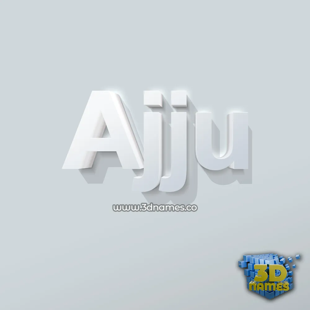 ajju in Clean White style - 3D name wallpaper