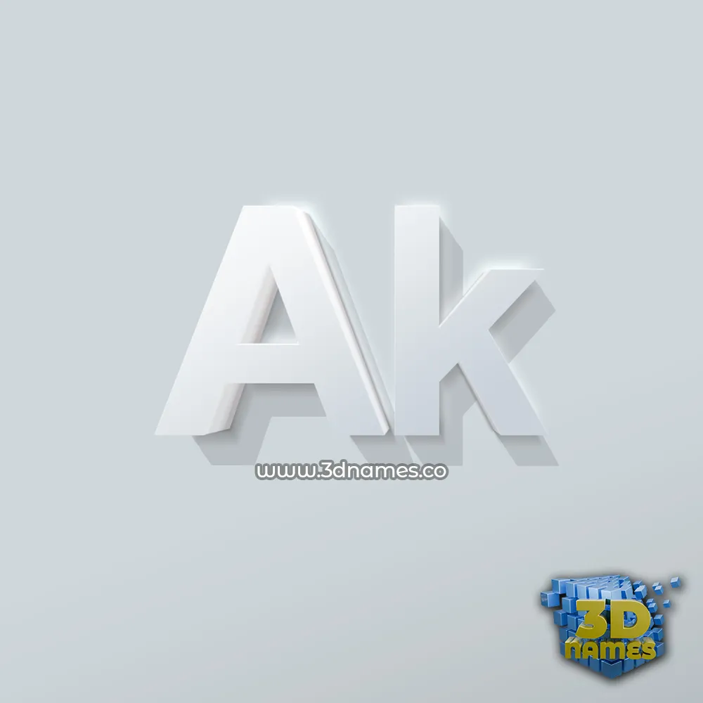 ak in Clean White style - 3D name wallpaper