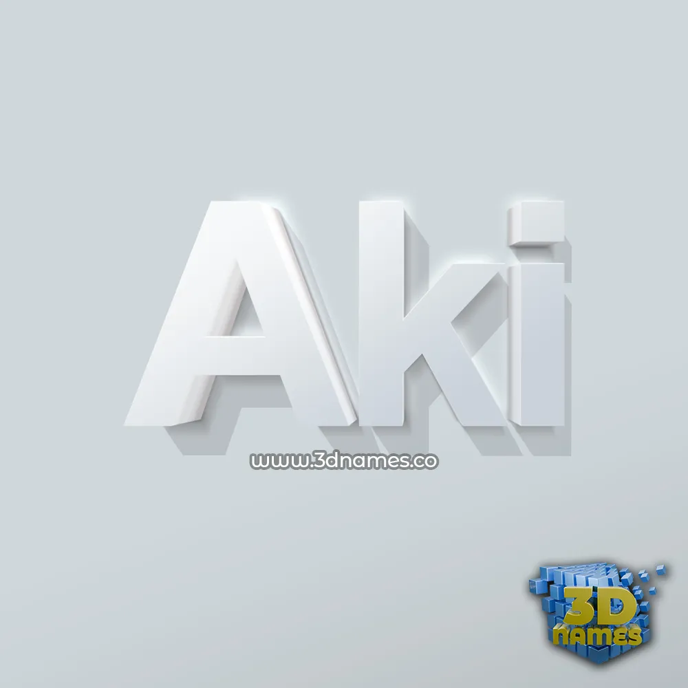 aki in Clean White style - 3D name wallpaper
