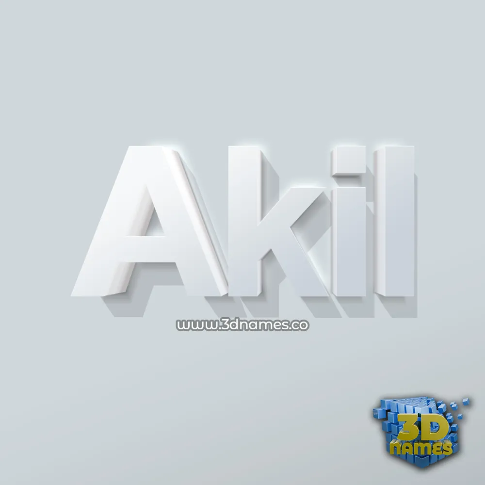 akil in Clean White style - 3D name wallpaper