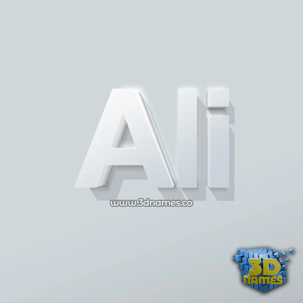 ali in Clean White style - 3D name wallpaper