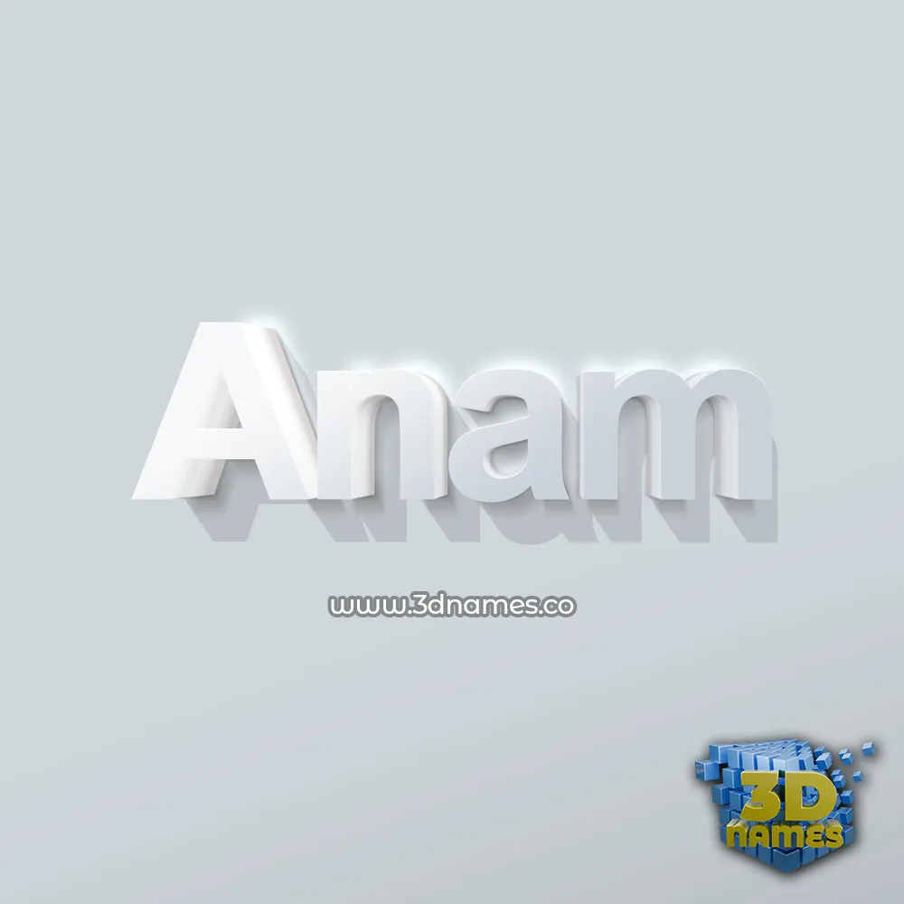 anam in Clean White style - 3D name wallpaper