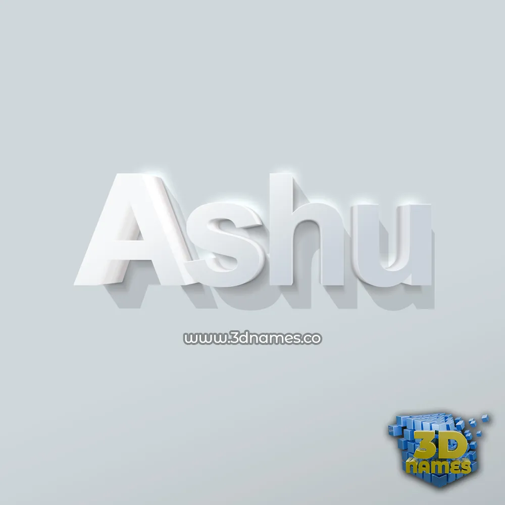 ashu in Clean White style - 3D name wallpaper