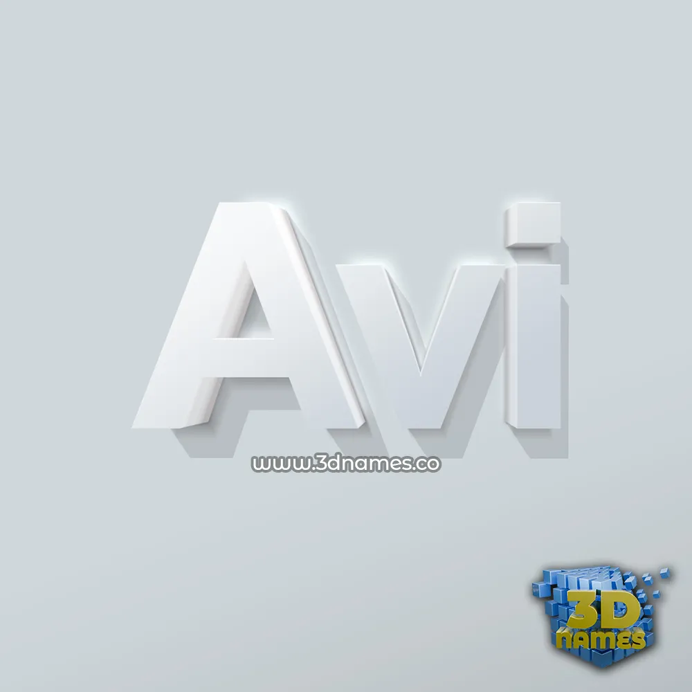 avi in Clean White style - 3D name wallpaper