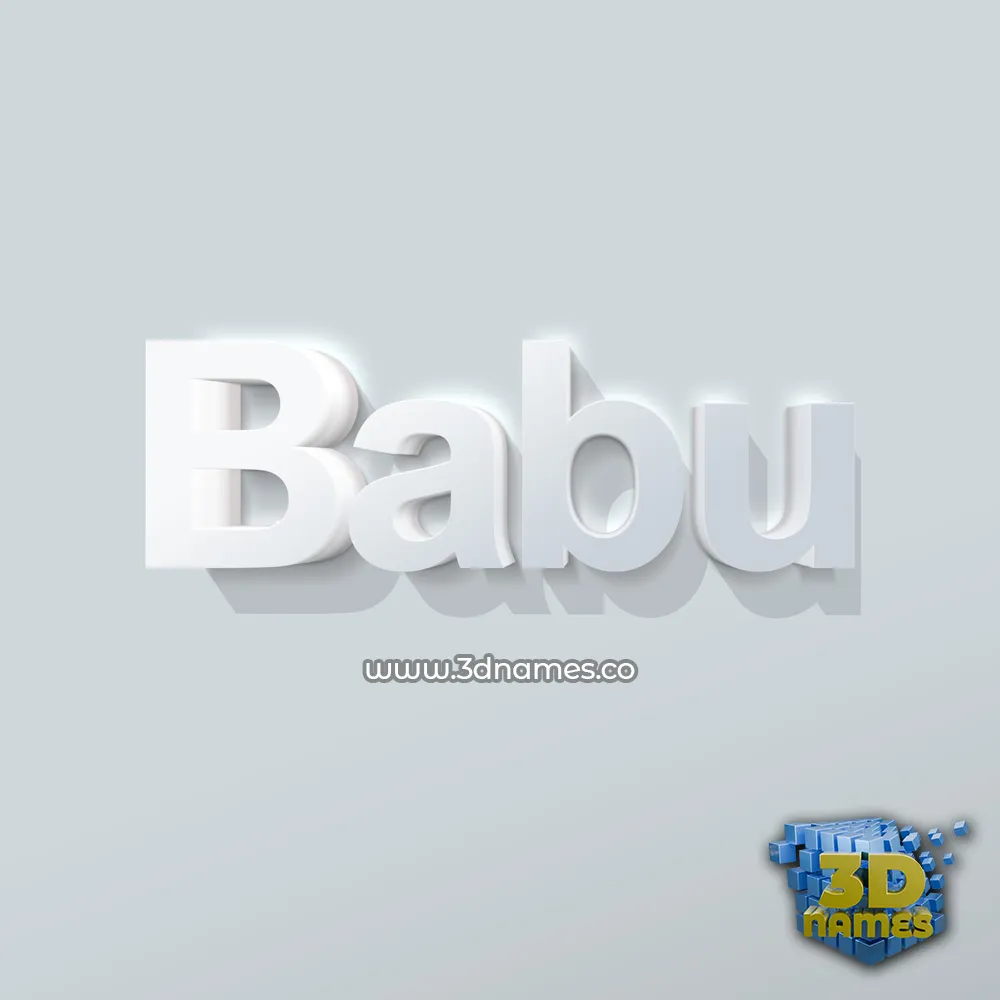 babu in Clean White style - 3D name wallpaper