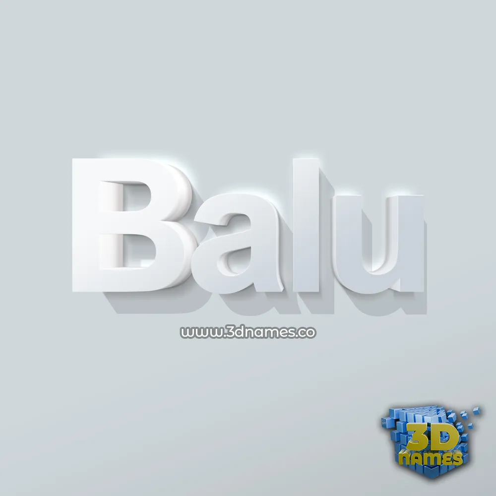 balu in Clean White style - 3D name wallpaper
