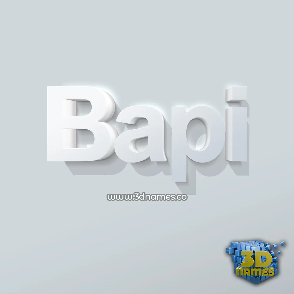 bapi in Clean White style - 3D name wallpaper