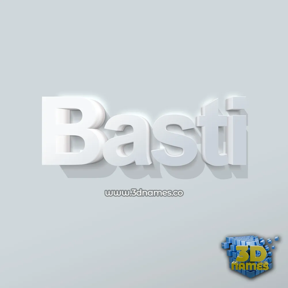 basti in Clean White style - 3D name wallpaper