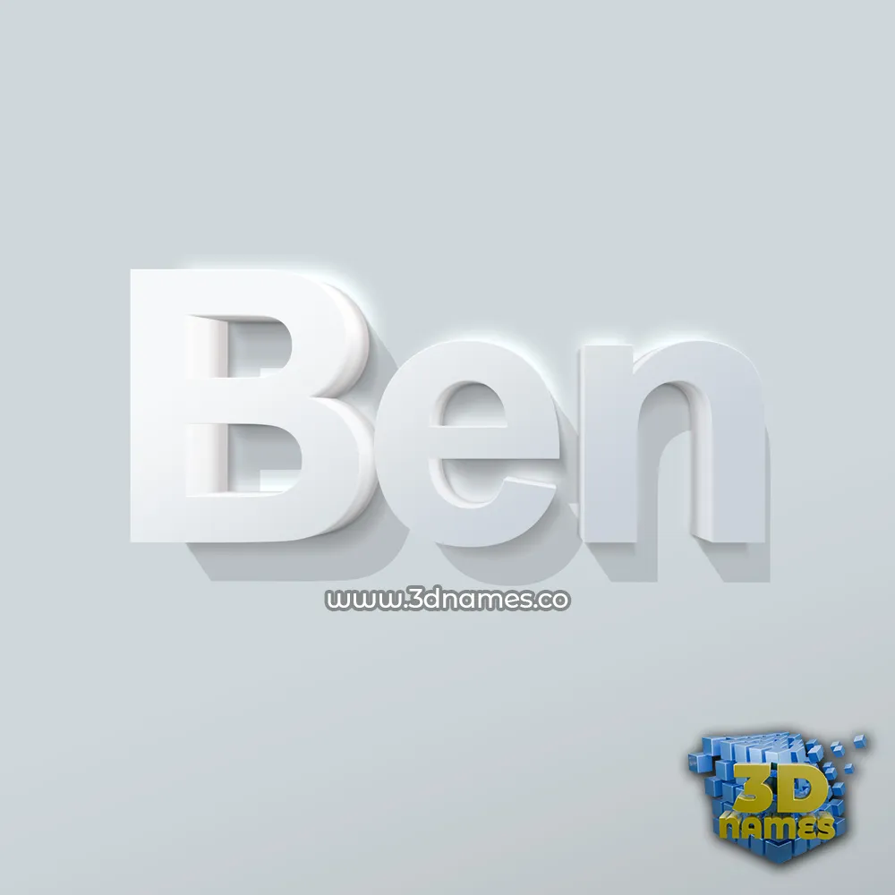 ben in Clean White style - 3D name wallpaper