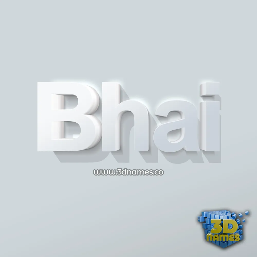 bhai in Clean White style - 3D name wallpaper