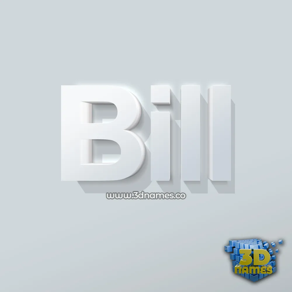bill in Clean White style - 3D name wallpaper