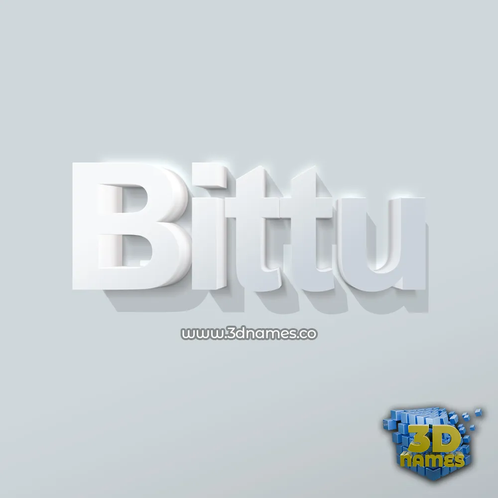 bittu in Clean White style - 3D name wallpaper