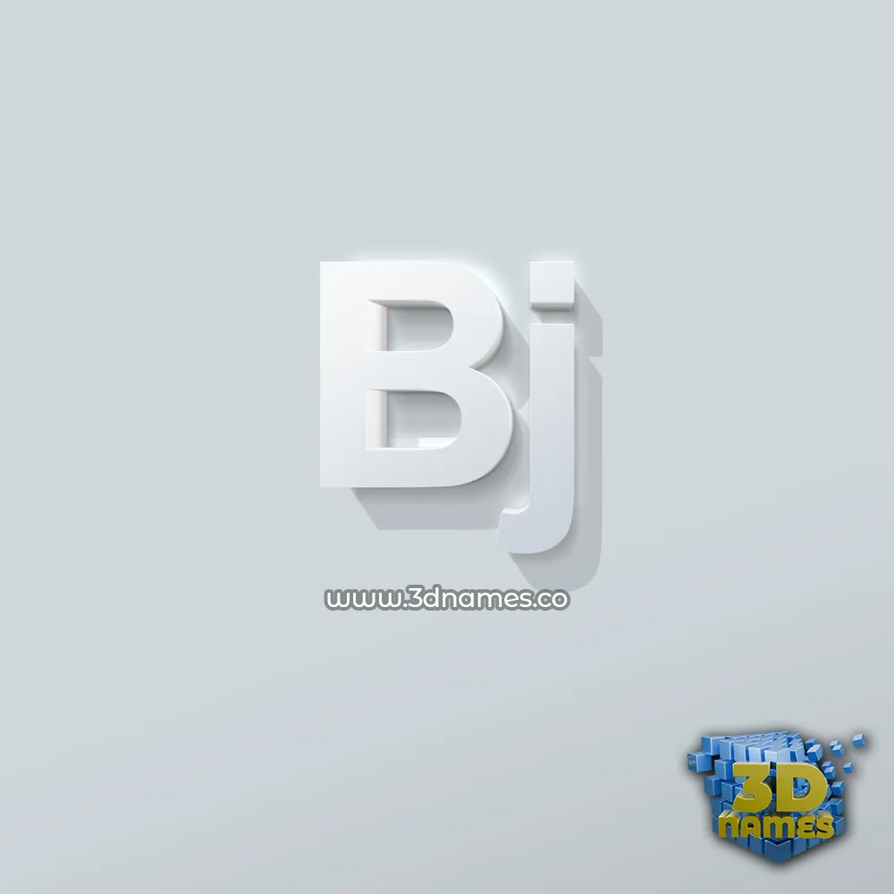bj in Clean White style - 3D name wallpaper