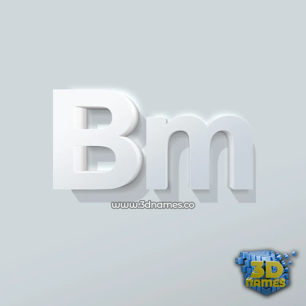 bm in Clean White style - 3D name wallpaper