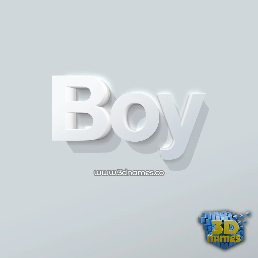 boy in Clean White style - 3D name wallpaper