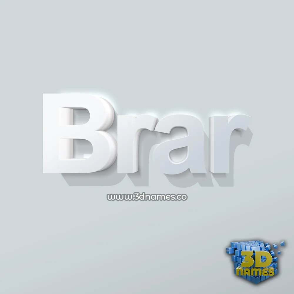 brar in Clean White style - 3D name wallpaper