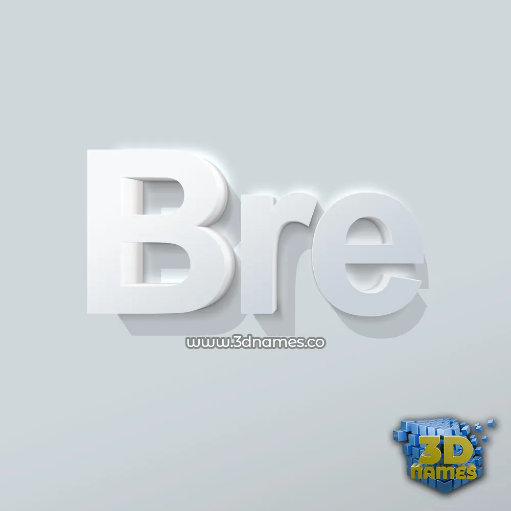 bre in Clean White style - 3D name wallpaper