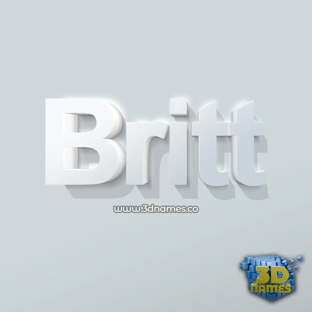 britt in Clean White style - 3D name wallpaper