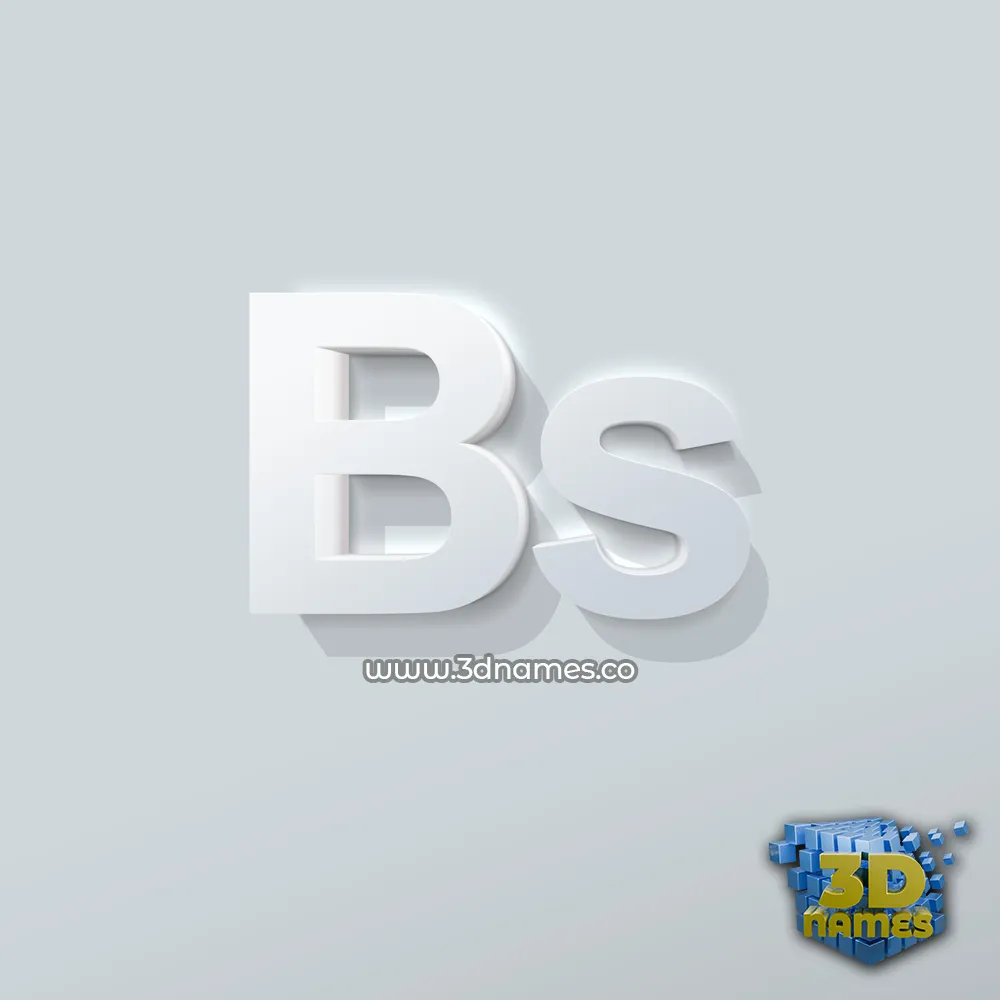 bs in Clean White style - 3D name wallpaper
