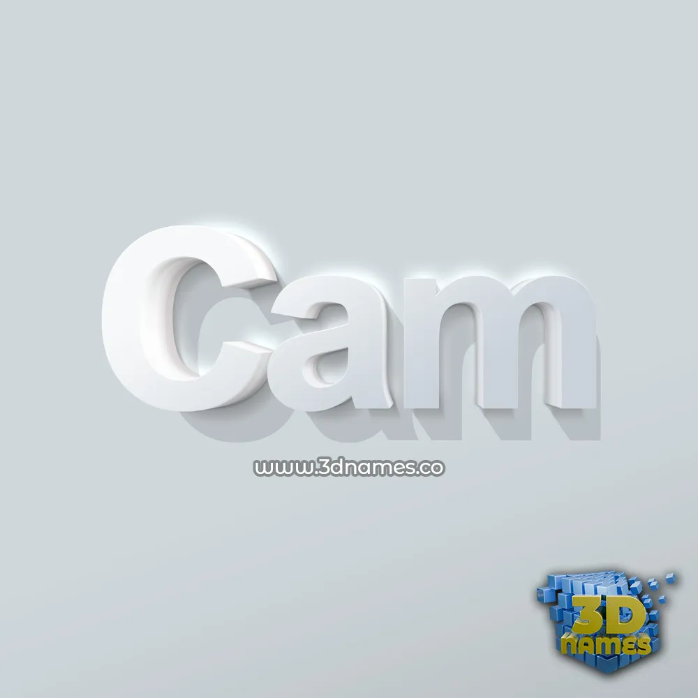 cam in Clean White style - 3D name wallpaper