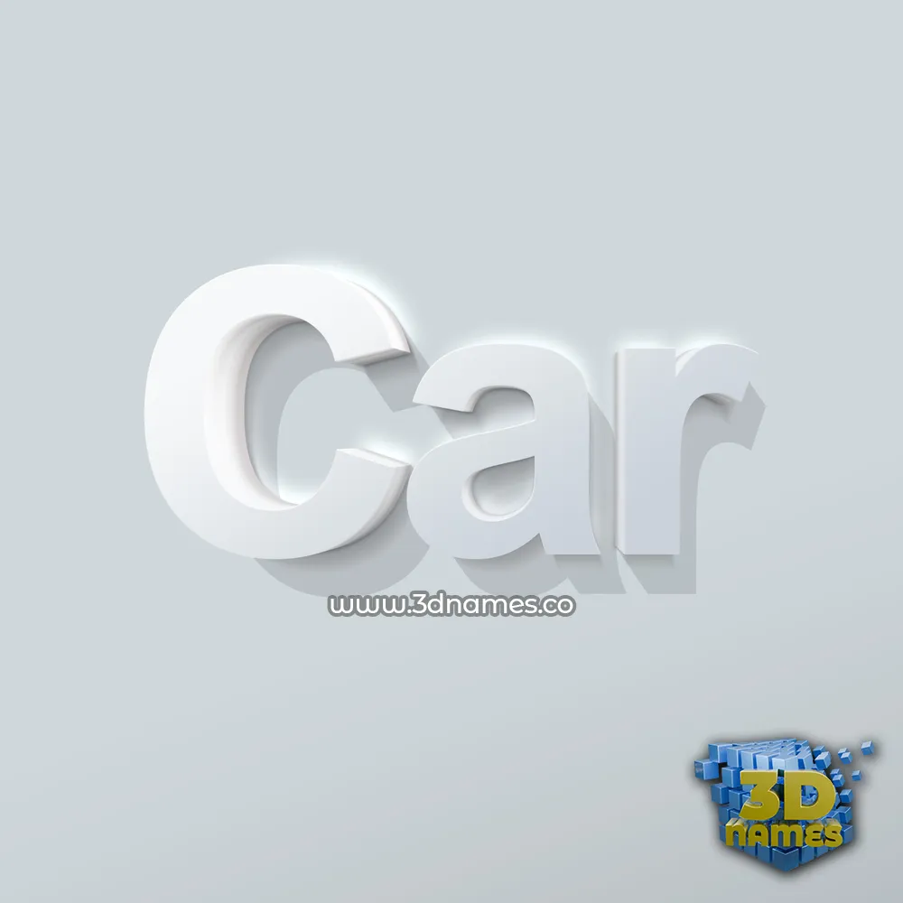 car in Clean White style - 3D name wallpaper