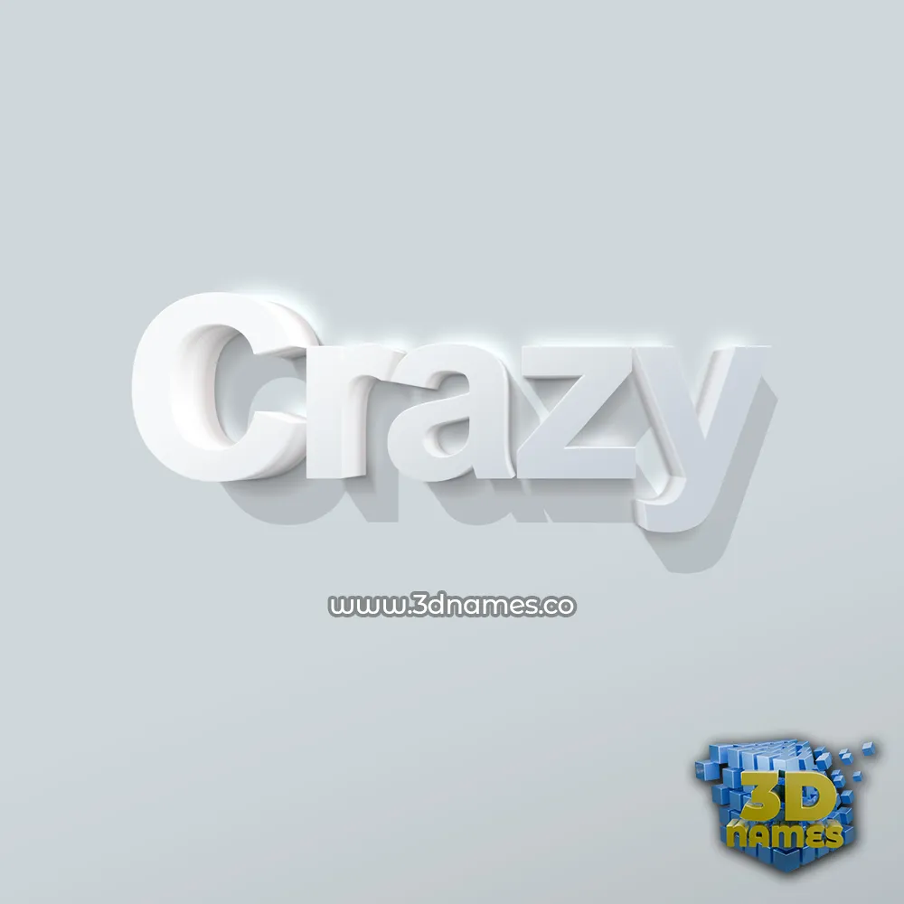 crazy in Clean White style - 3D name wallpaper