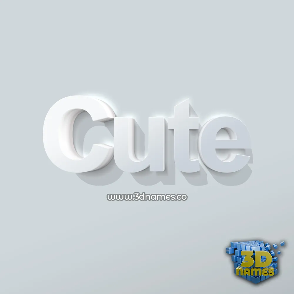 cute in Clean White style - 3D name wallpaper