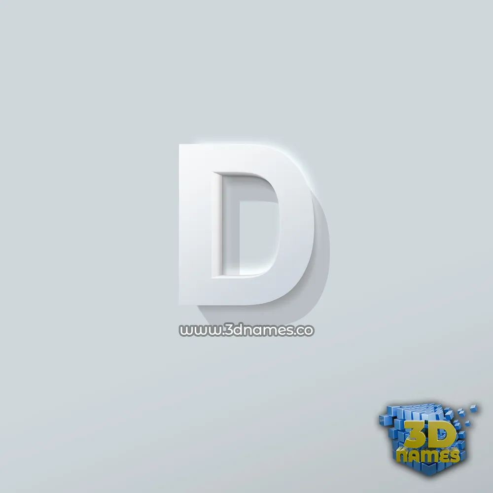 d in Clean White style - 3D name wallpaper