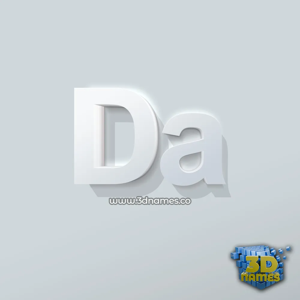 da in Clean White style - 3D name wallpaper