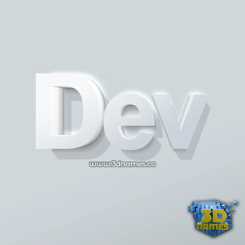 dev in Clean White style - 3D name wallpaper