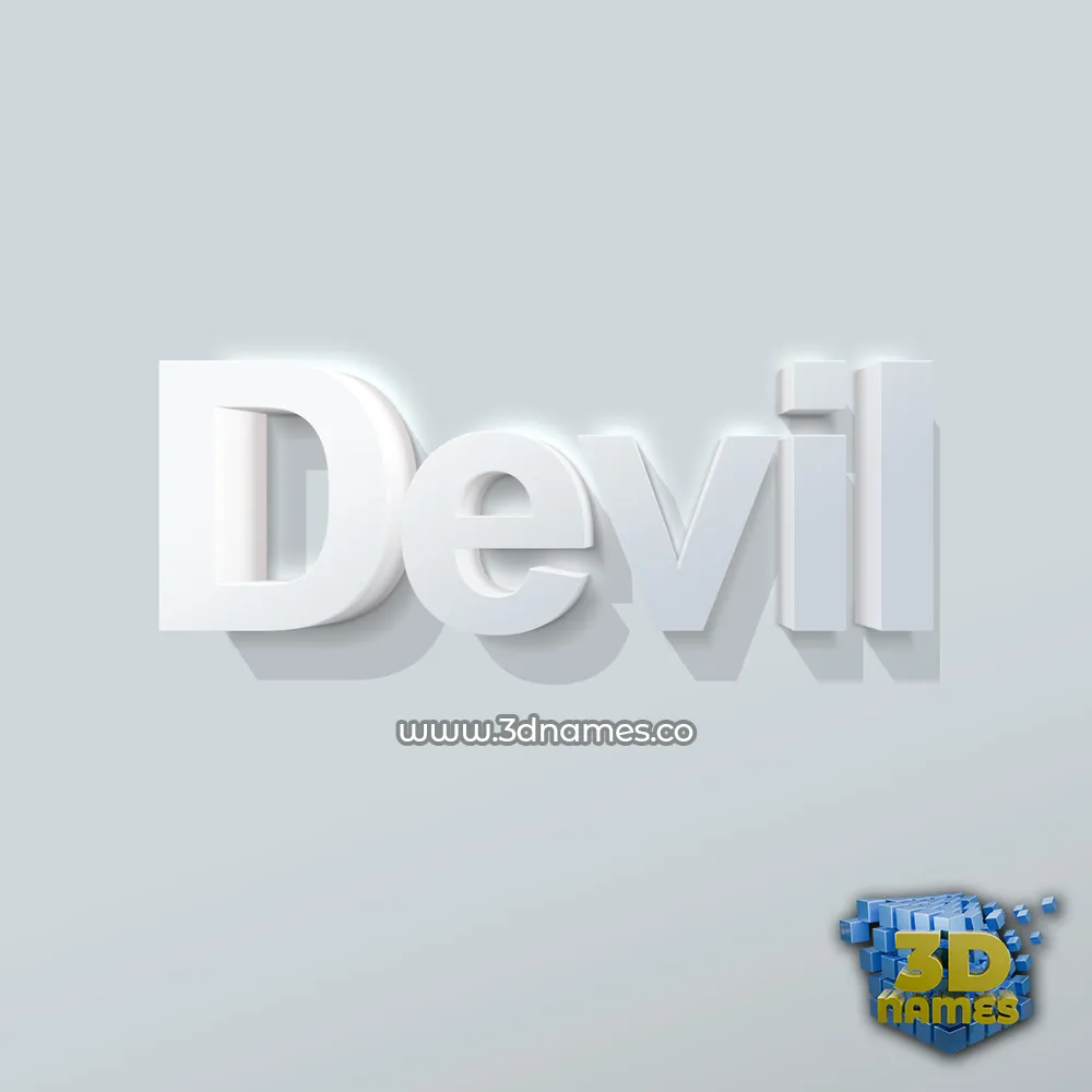 devil in Clean White style - 3D name wallpaper