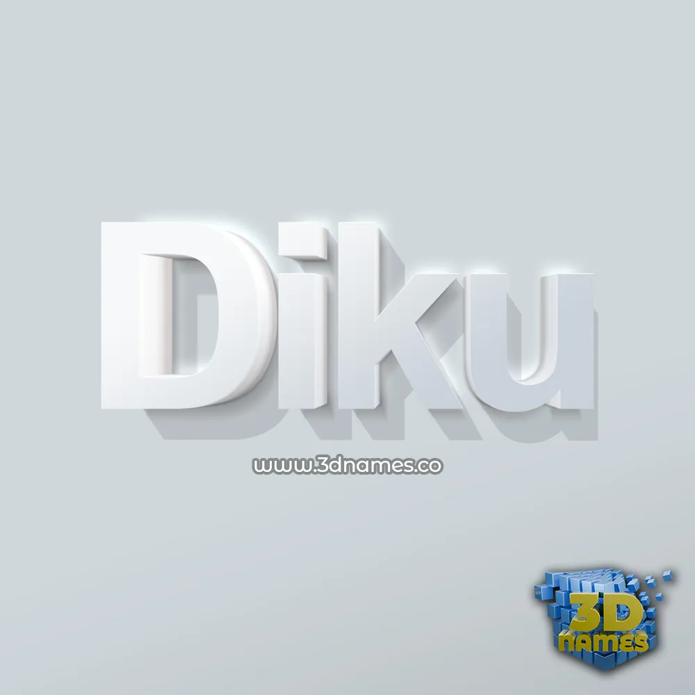 diku in Clean White style - 3D name wallpaper