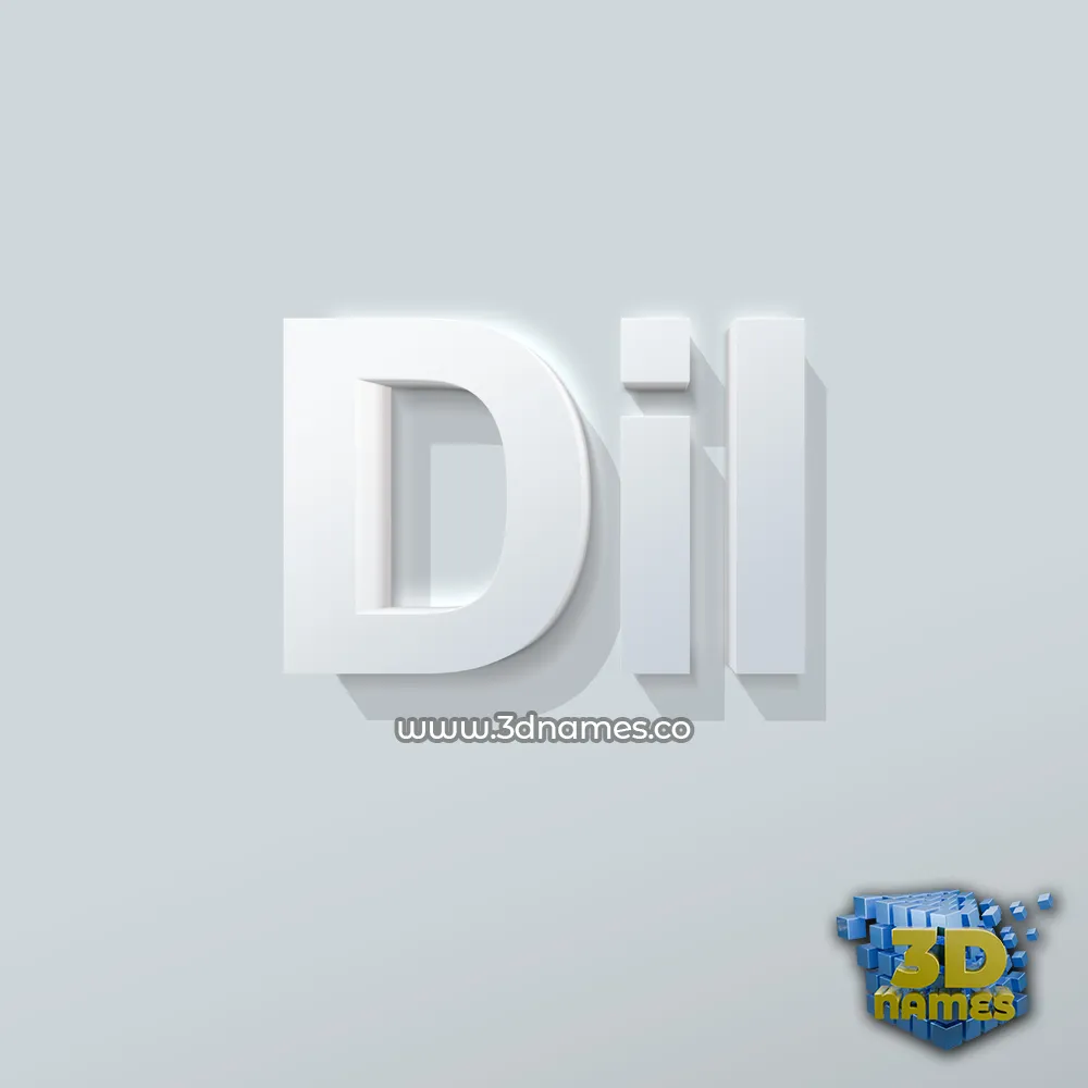dil in Clean White style - 3D name wallpaper