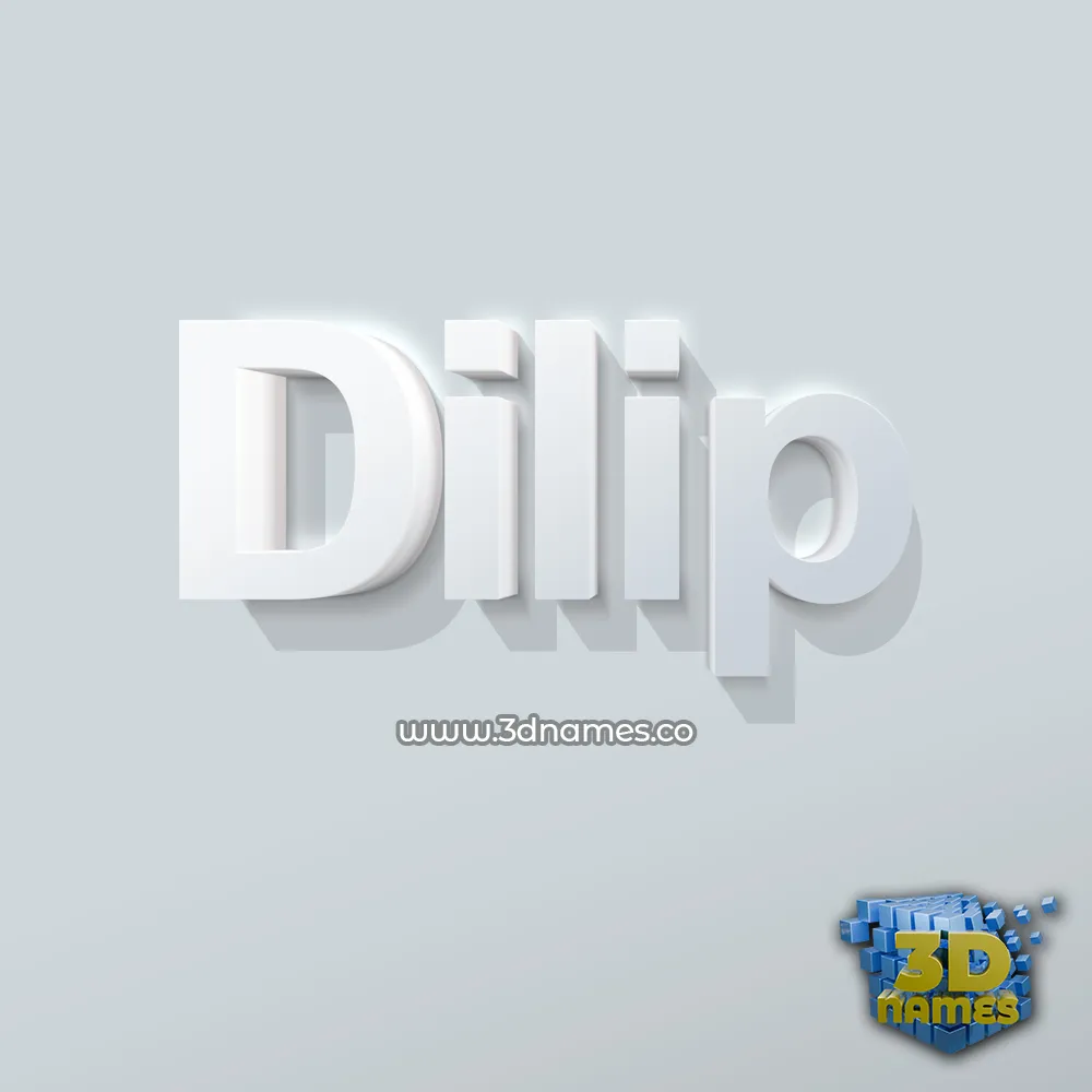 dilip in Clean White style - 3D name wallpaper