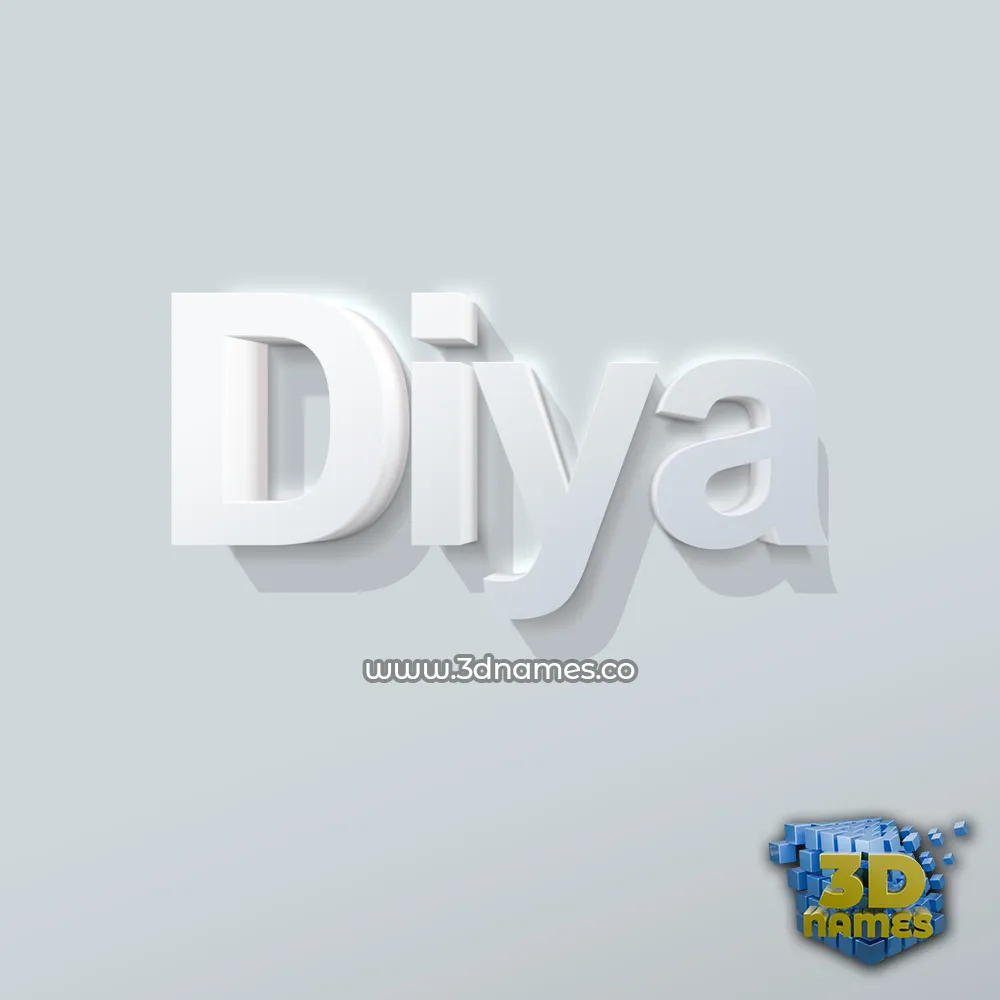 diya in Clean White style - 3D name wallpaper