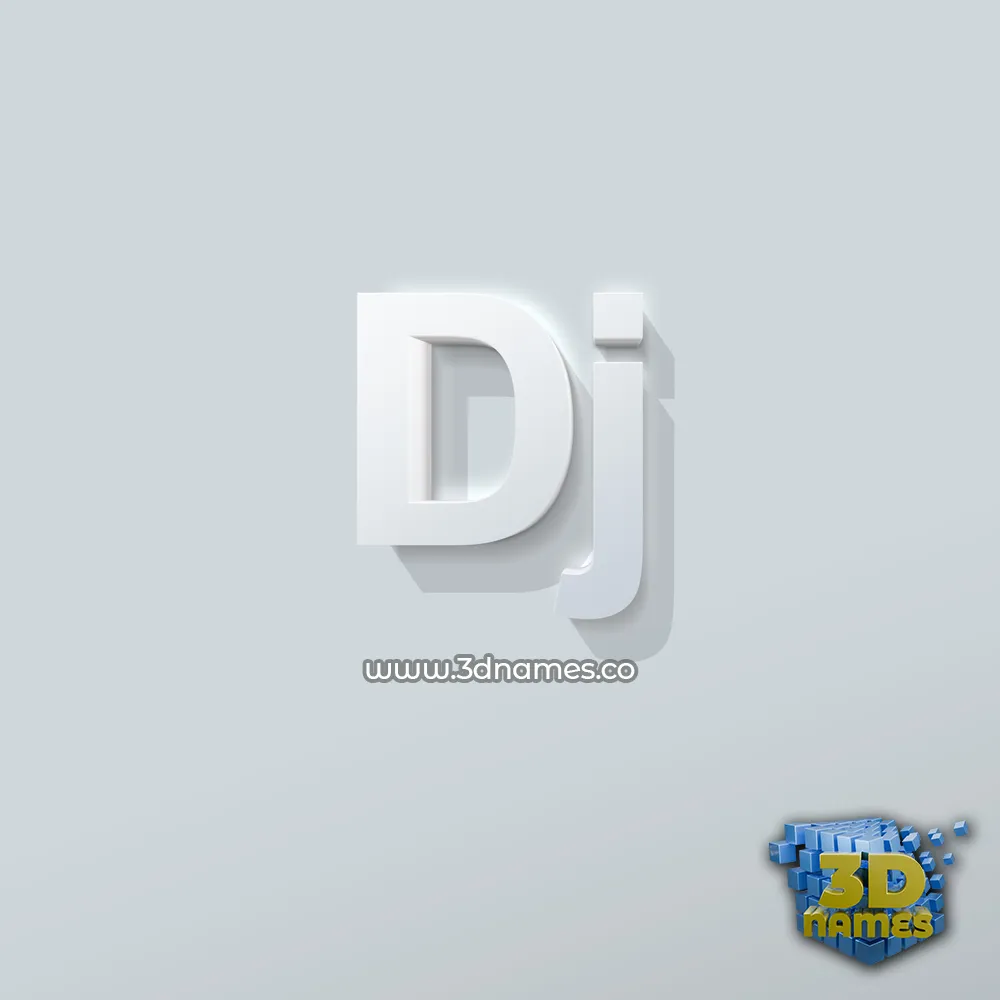 dj in Clean White style - 3D name wallpaper