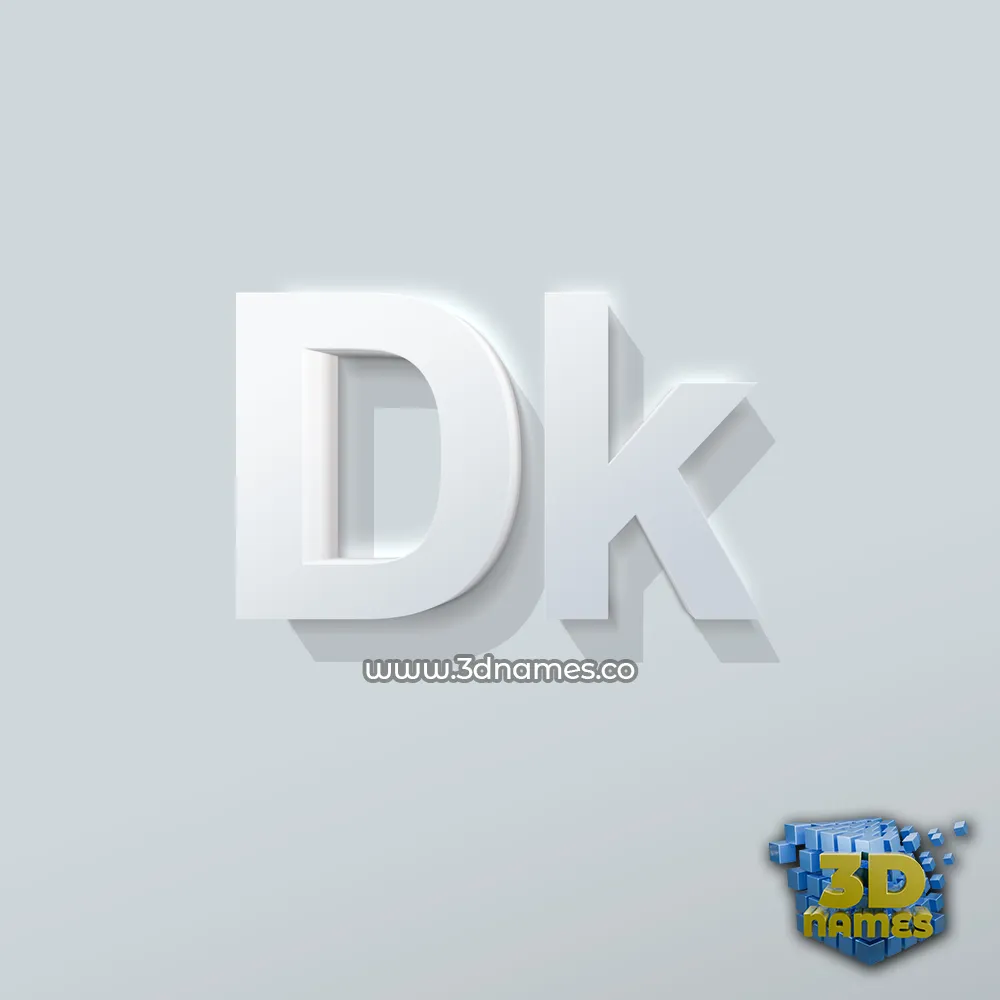 dk in Clean White style - 3D name wallpaper