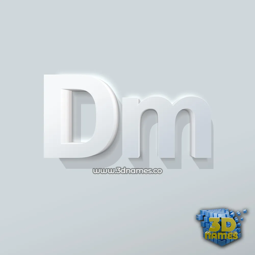 dm in Clean White style - 3D name wallpaper