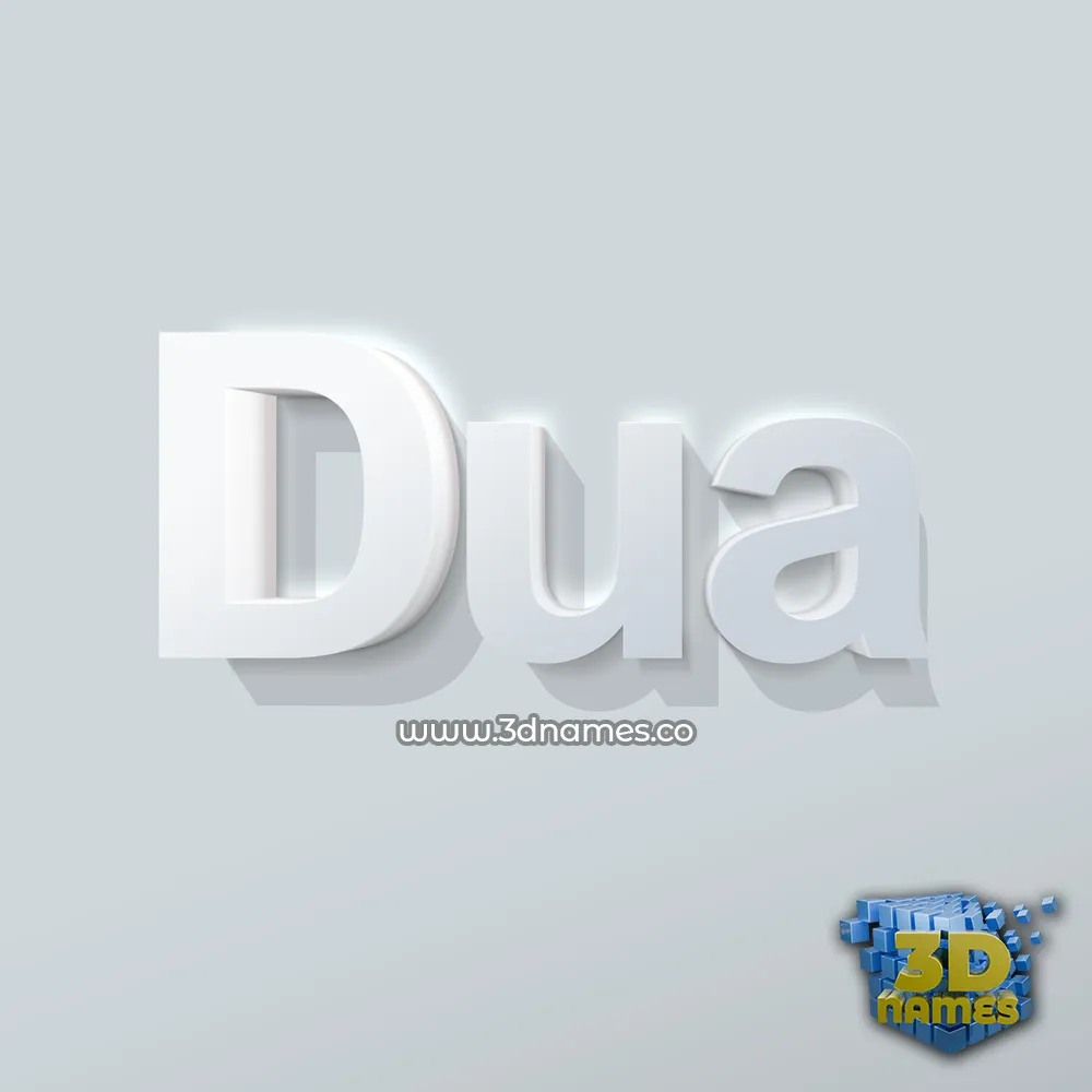dua in Clean White style - 3D name wallpaper