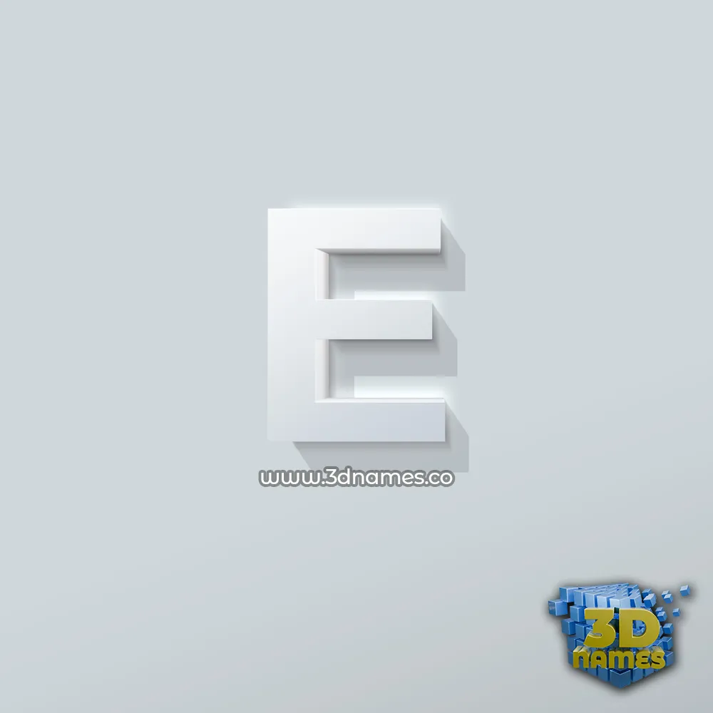 e in Clean White style - 3D name wallpaper