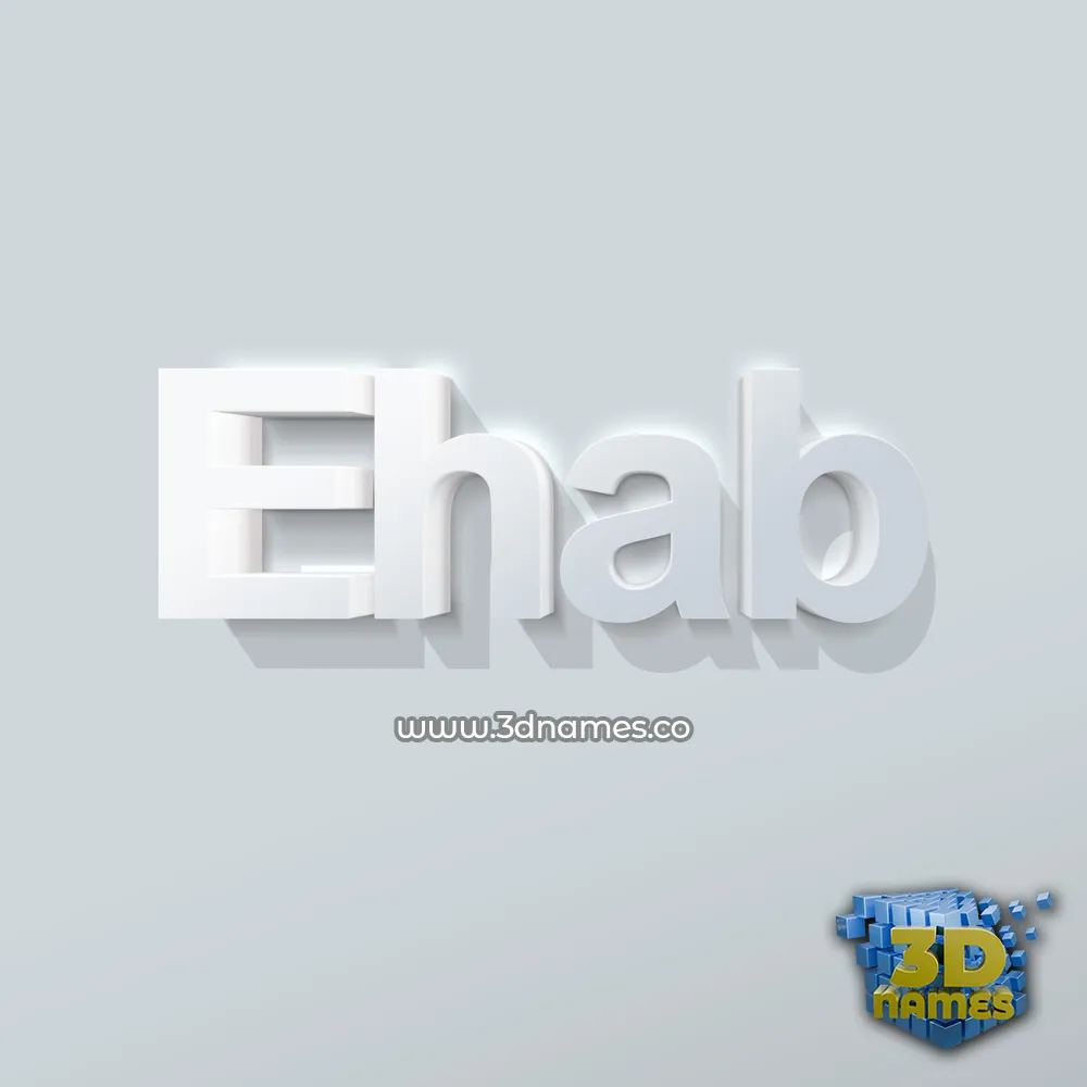 ehab in Clean White style - 3D name wallpaper