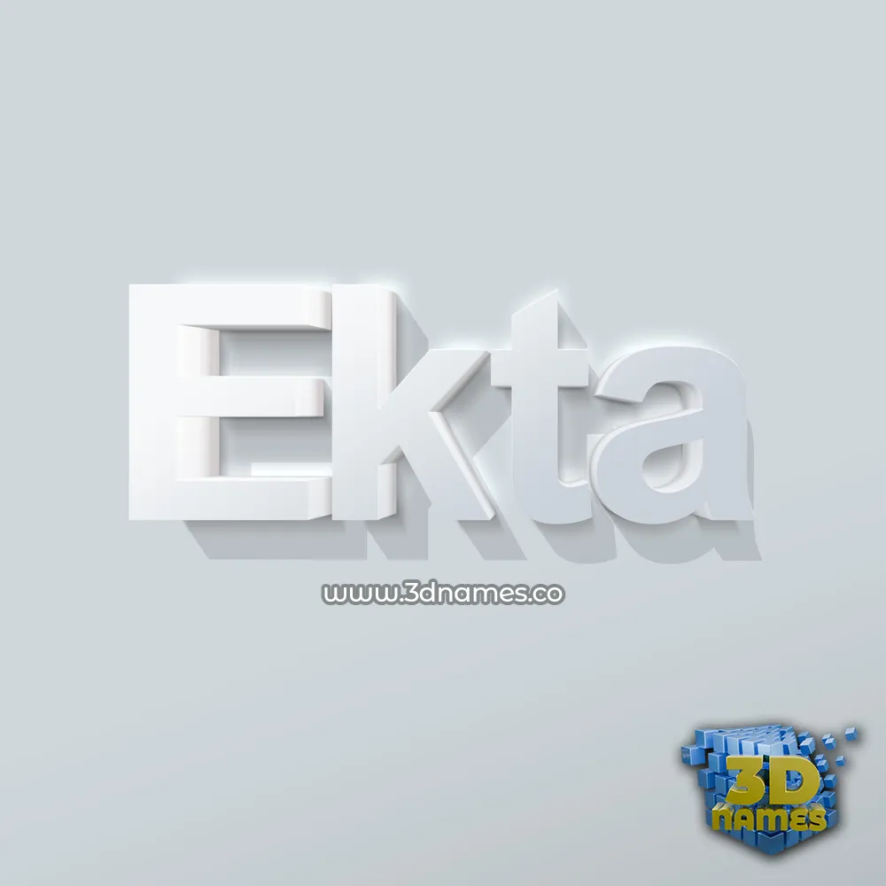 ekta in Clean White style - 3D name wallpaper