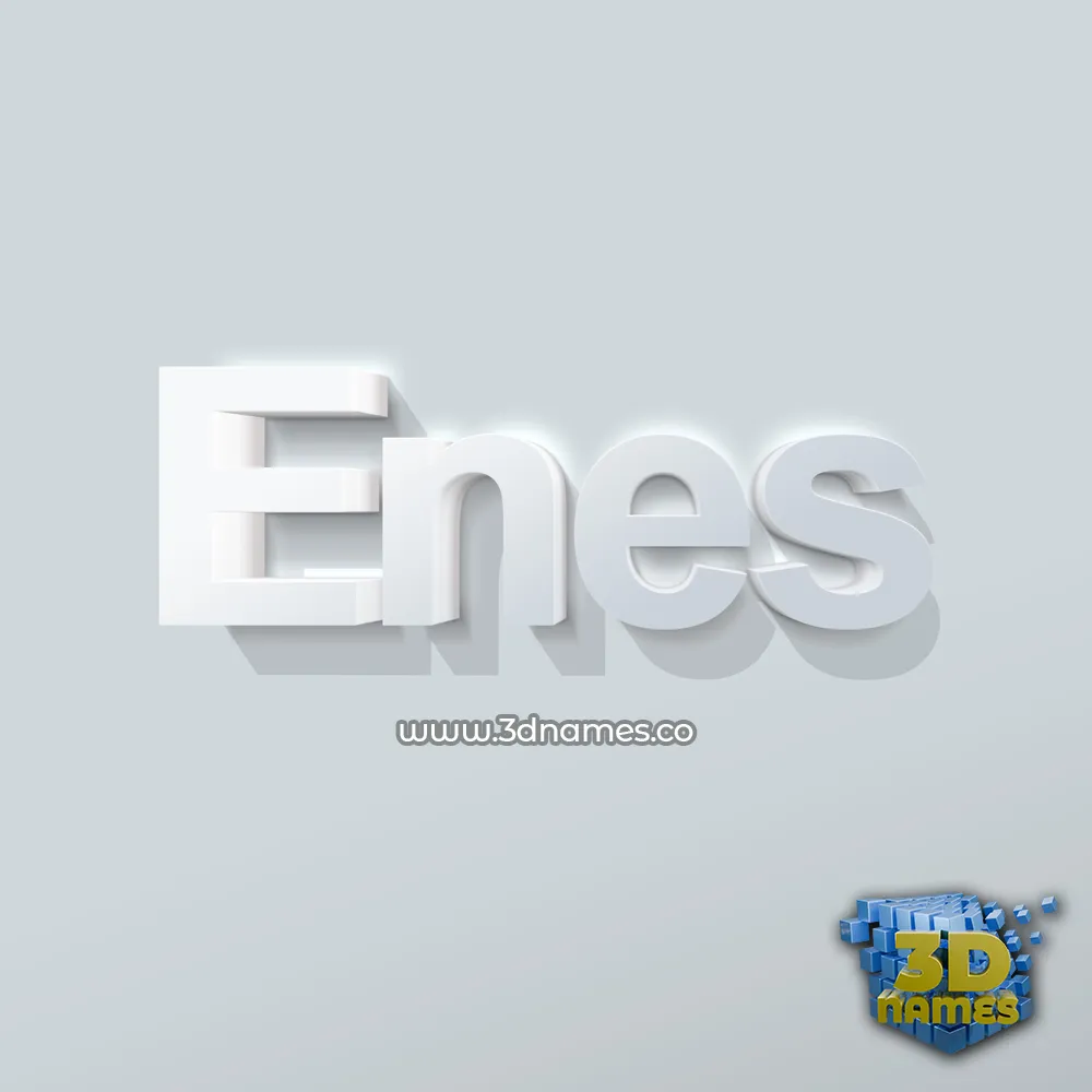 enes in Clean White style - 3D name wallpaper