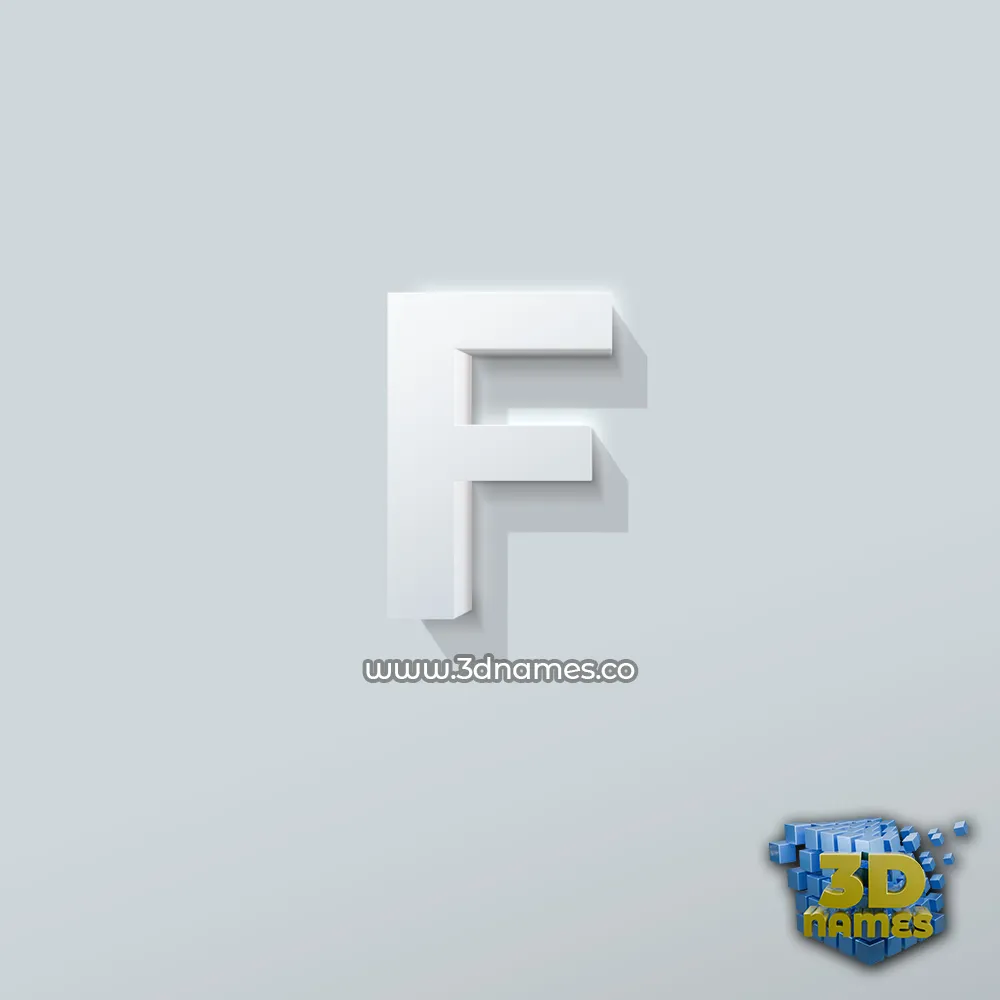 f in Clean White style - 3D name wallpaper