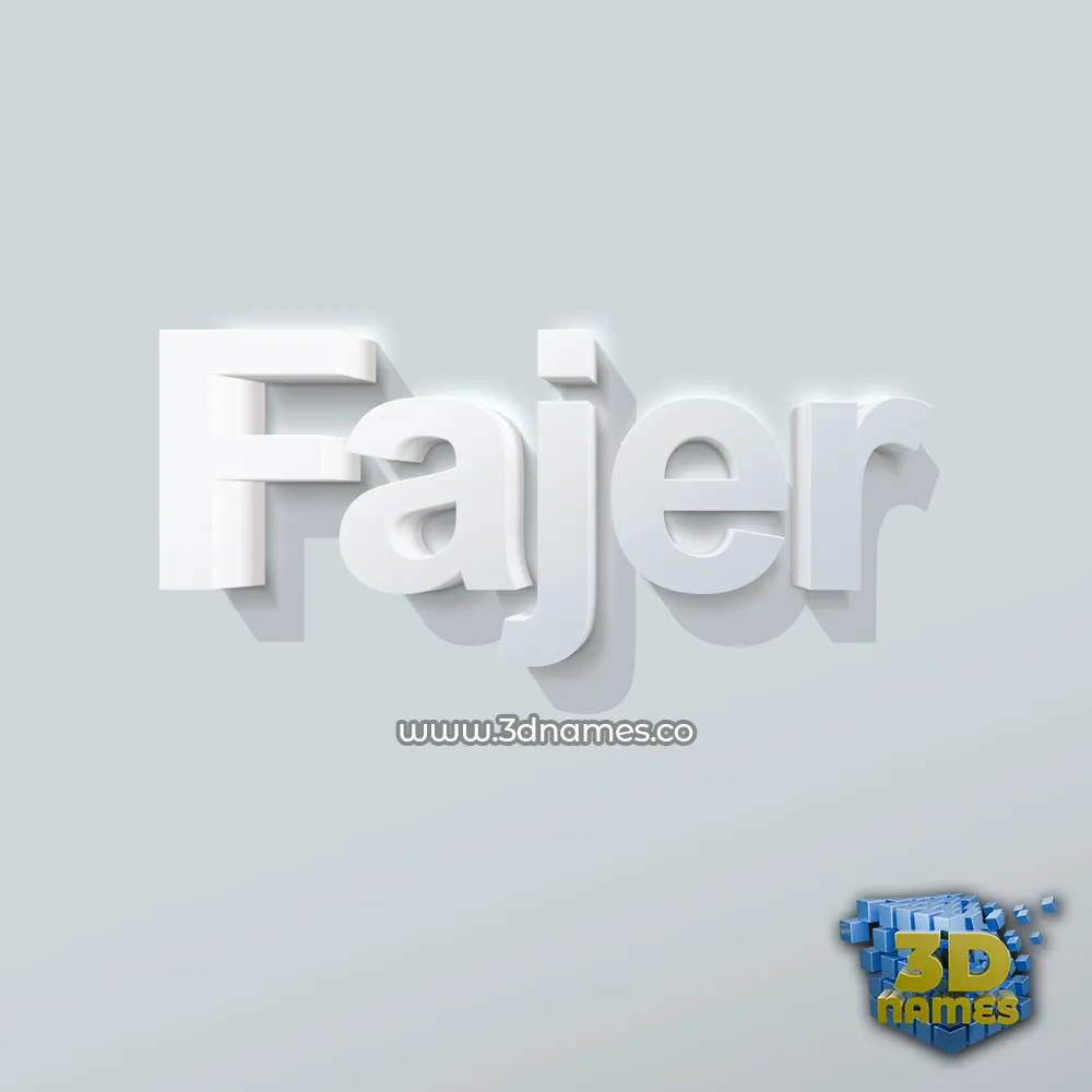 fajer in Clean White style - 3D name wallpaper