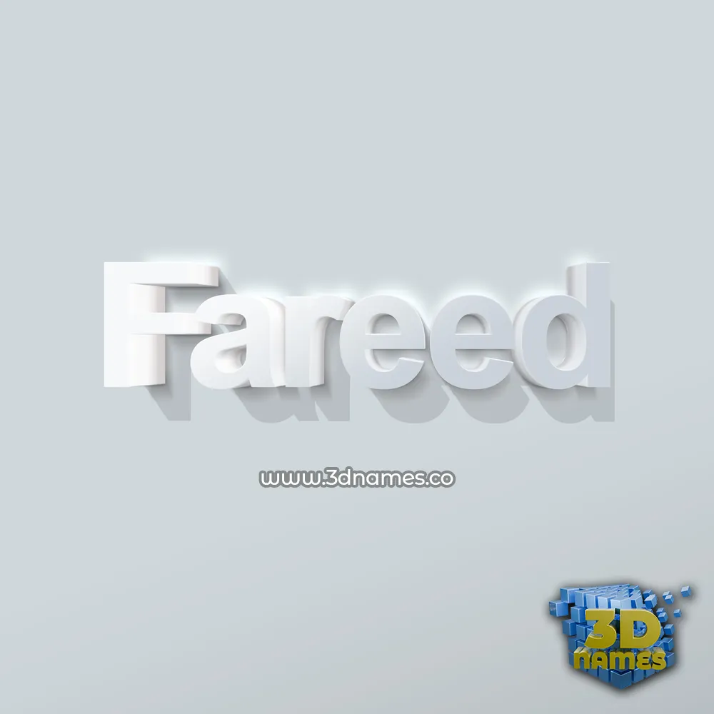 fareed in Clean White style - 3D name wallpaper