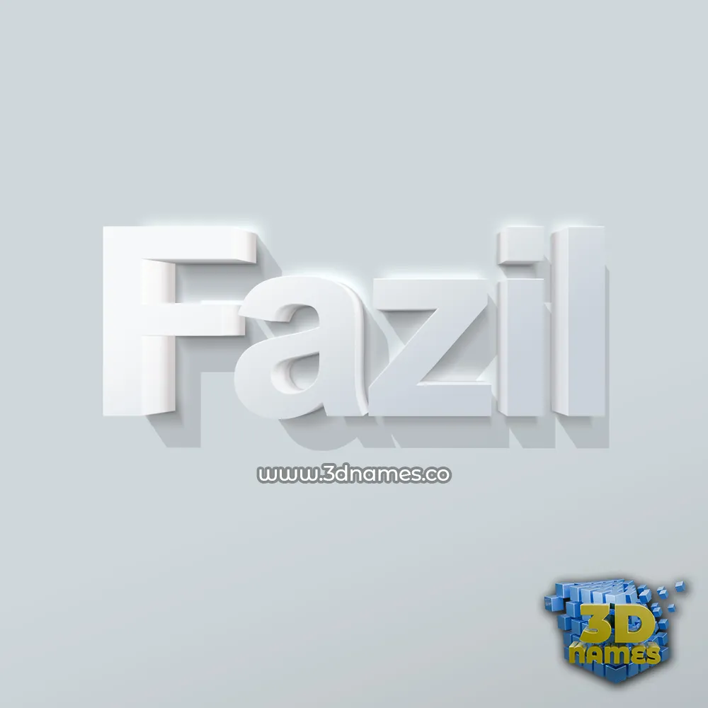 fazil in Clean White style - 3D name wallpaper